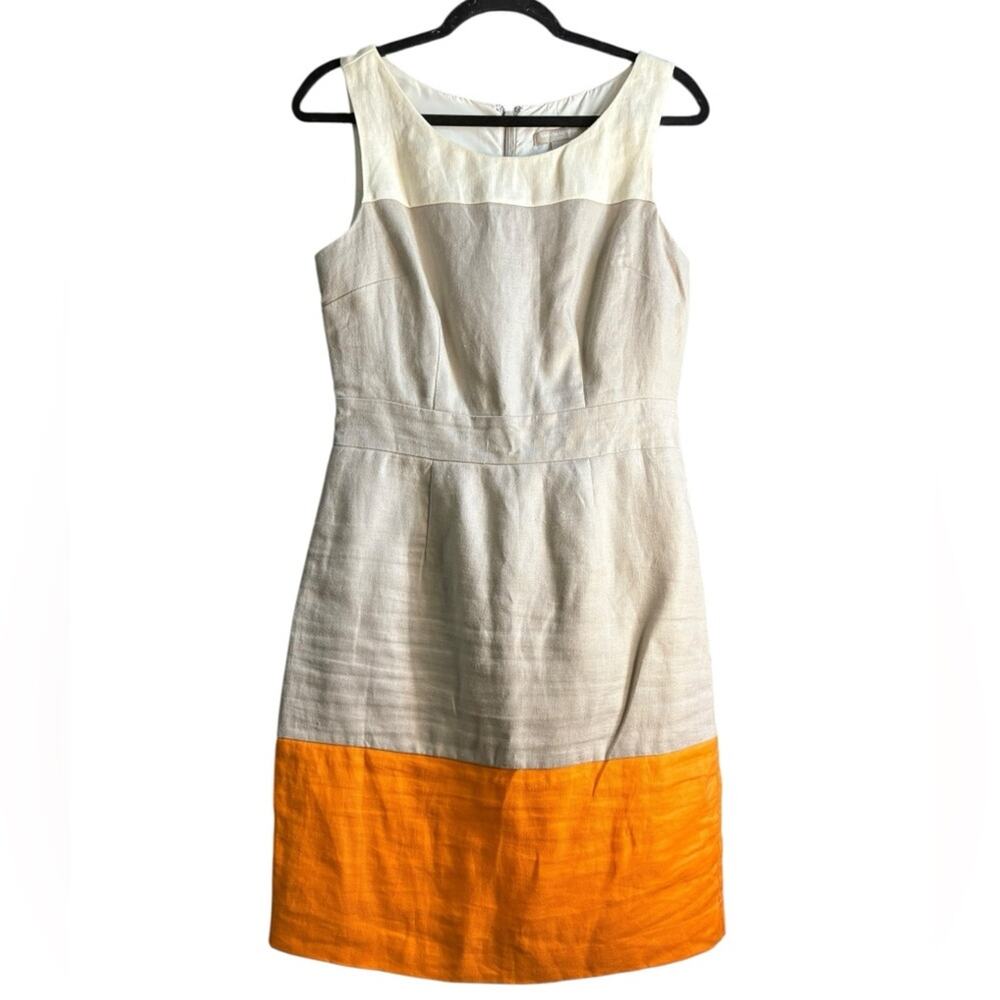 Banana Republic cream Sheath Dress Sleeveless Crew Neck